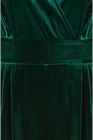 Yumi Green Velvet Long Sleeve Jumpsuit Yumi